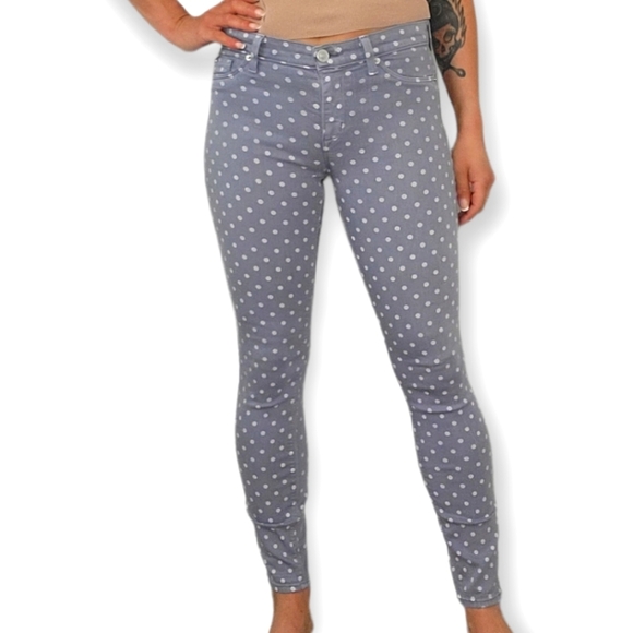 Hudson Krista Ankle Super Skinny Polka Dot Midrise Pants 28 Grey - Picture 1 of 6